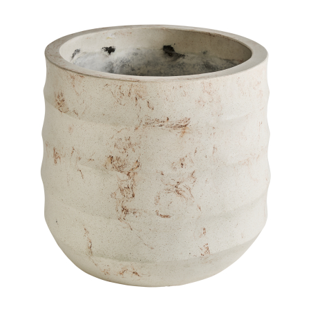 Ghivece, Suporturi flori - Jardinieră decorativă din terrazzo alb ivoire cu relief organic Aria
