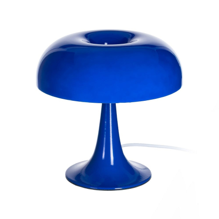 Veioze, Lampi de Birou - Lampă de masă albastră cu bază metalică și abajur din sticlă