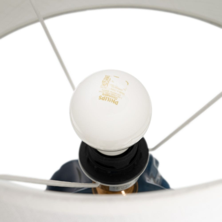 Lampă de masă albastră din ceramică cu abajur textil [5]