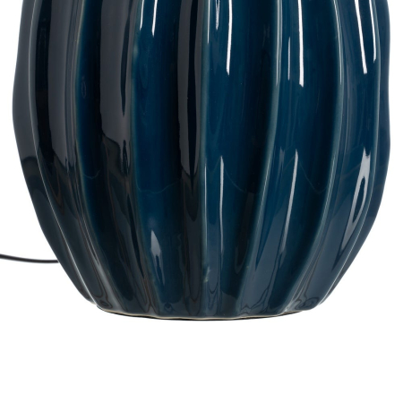 Lampă de masă albastră din ceramică cu abajur textil conic [6]