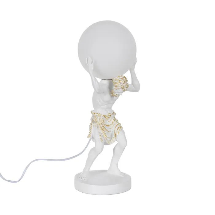 Chipuri, Siluete - Lampă alba cu detalii aurii Atlas decorativă|Iluminat artistic elegant