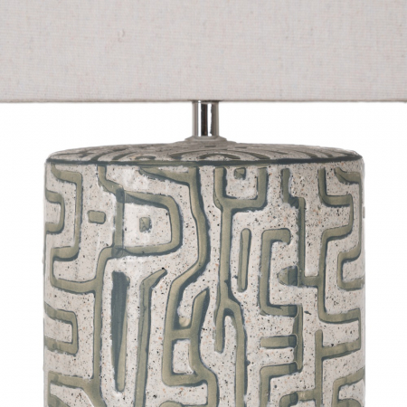 Lampa alb-gri inalta cu abajur pentru decor sofisticat|Lampi ceramice moderne pentru living sau hol [3]