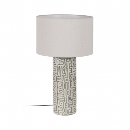 Scaune in Stil Contemporan - Lampa alb-gri inalta cu abajur pentru decor sofisticat|Lampi ceramice moderne pentru living sau hol