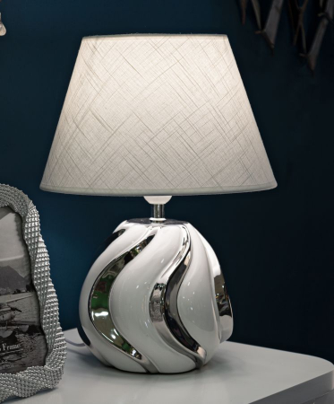 Lampa de masa argintie | Veioza ceramica eleganta CreativDeco [4]