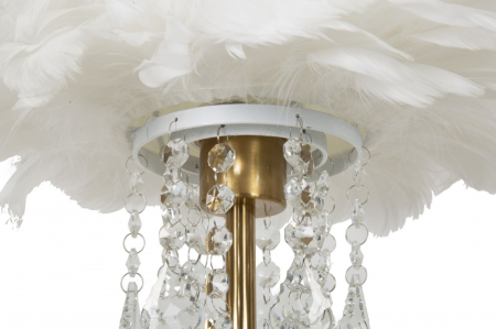 Lampa de masa cu cristale si abajur cu pene CreativDeco [3]