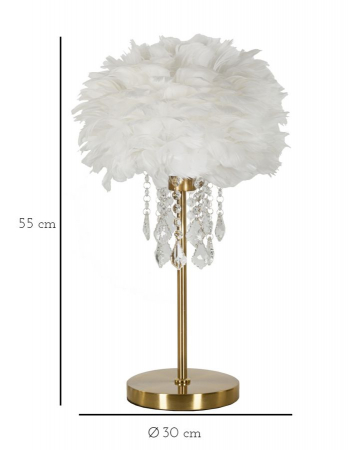 Lampa de masa cu cristale si abajur cu pene CreativDeco [5]