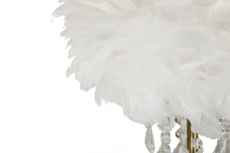 Lampa de masa cu cristale si abajur cu pene CreativDeco [2]