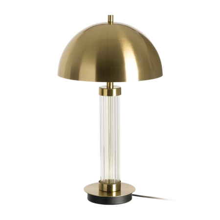 Iluminat in Stil Glam - Lampă de masă cu abajur metalic auriu și sticlă striată