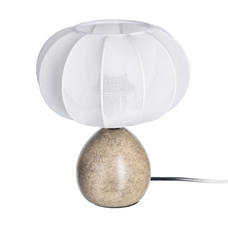 Veioze, Lampi de Birou - Lampă de masă cu bază ceramică imitație marmură și abajur din bumbac