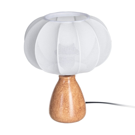 Veioze, Lampi de Birou - Lampă de masă cu bază ceramică imitație marmură și abajur din bumbac
