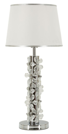 Iluminat in Stil Glam - Lampă de masă floare gri metalizat decorativă abajur alb
