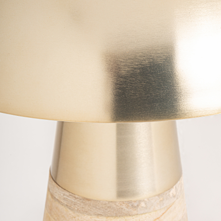 Lampa de masa Art Deco din alama crem si aurie cu lemn de mango - Eleganta atemporala [1]