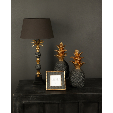 Lampă de masă metal auriu antichizat textil negru pineapple [1]