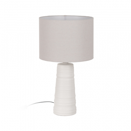 Corpuri de iluminat - Lampa inalta ceramica alba cu abajur pentru decor elegant|Lampi moderne pentru spatii rafinate