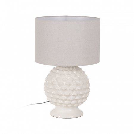 Scaune in Stil Contemporan - Lampa ceramica alba cu abajur natural|Lampi moderne pentru decor minimalist sau scandinav