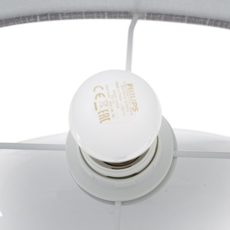 Lampă de masă din ceramică albă – abajur din in cilindric [3]