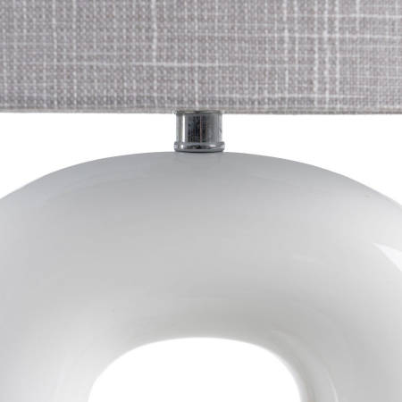 Lampă de masă din ceramică albă – abajur din in cilindric [4]