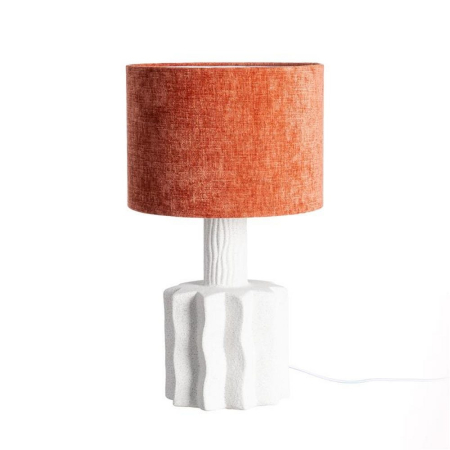 Veioze, Lampi de Birou - Lampă de masă din ceramică albă cu abajur teracotă 28 x 28 x 49 cm