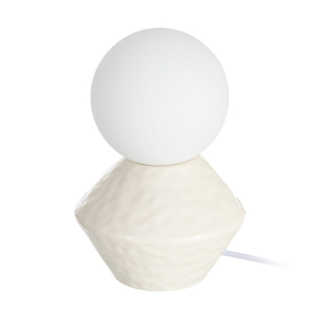 Veioze, Lampi de Birou - Lampă de masă din ceramică albă cu glob din sticlă