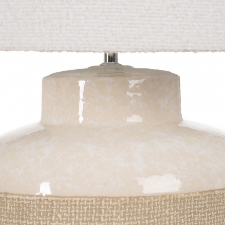 Lampa ceramica bej cu abajur bumbac pentru noptiera|Lampi naturale pentru interioare relaxate [3]
