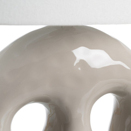 Lampa de masă din ceramică bej – bază sculpturală arcuită, abajur din in [5]