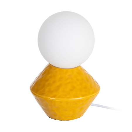 Corpuri de iluminat - Lampă de masă din ceramică galbenă cu glob din sticlă