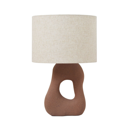 Veioze, Lampi de Birou - Lampă de masă din ceramică maro cu abajur textil bej – model PIERRE
