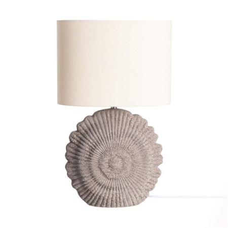 Veioze, Lampi de Birou - Lampă de masă din ceramică maro rotundă texturată cu abajur crem