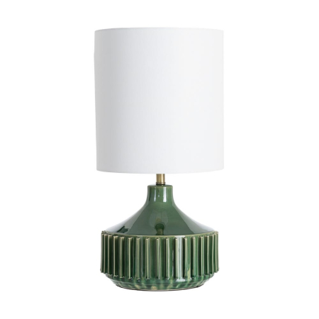 Colectia noua - Lampă de masă din ceramică verde cu abajur din stofă albă