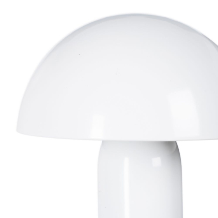 Lampa de masă din metal alb tip ciupercă lucios – proporții echilibrate [1]