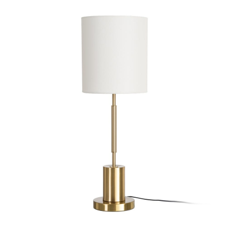 Corpuri de iluminat - Lampă de masă din metal auriu cu abajur alb din stofă