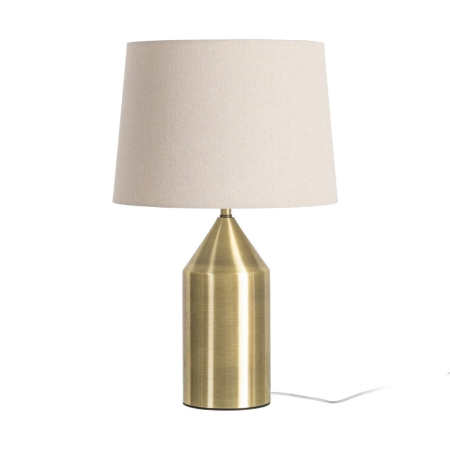 Iluminat in Stil Glam - Lampă de masă din metal auriu cu abajur din stofă albă