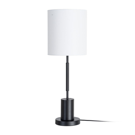 Corpuri de iluminat - Lampă de masă din metal negru cu abajur alb din stofă