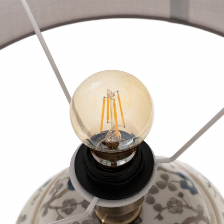 Lampa alb-gri portelan cu abajur neutru pentru decor nordic|Lampi ambientale elegante pentru interioare naturale [3]