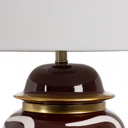 Lampa portelan alb-maro cu abajur in pentru noptiera|Lampi decorative pentru iluminat stilat [4]