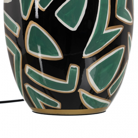 Lampa portelan negru-verde cu abajur din fibra naturala|Lampi elegante pentru decoruri sofisticate [8]