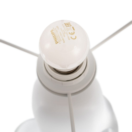 Lampa de masă din rășină albă – abajur din in bej [3]