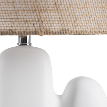 Lampa de masă din rășină albă – abajur din in bej [4]