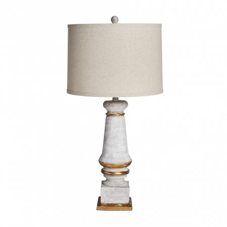 Corpuri de iluminat - Lampa masa provensala alba si aurie|Iluminat rustic elegant