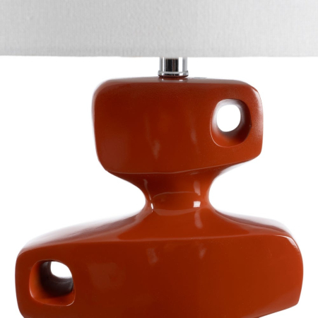 Lampa de masă din rășină teracotă – abajur din in cilindric [4]