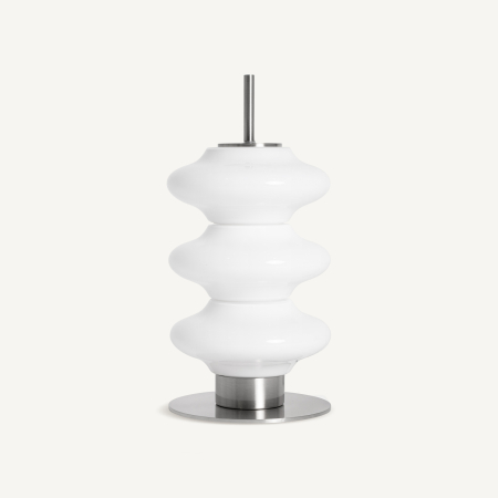 Veioze, Lampi de Birou - Lampă de masă din sticlă albă cu volum ondulat