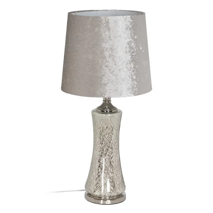 MEGA PROMOTII - Lampa masa sticla argintie|Lampi elegante pentru decor modern
