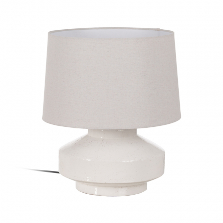 Corpuri de iluminat - Lampa din teracota alba cu abajur in pentru iluminat cald|Lampi rustice pentru decoruri naturale