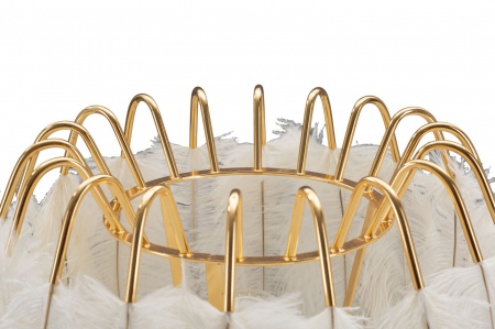 Lampa de masa Feather, metal/pene, auriu/alb [3]