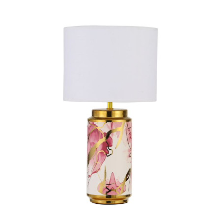 Corpuri de iluminat - Veioza Abstract, ceramica, alb/roz