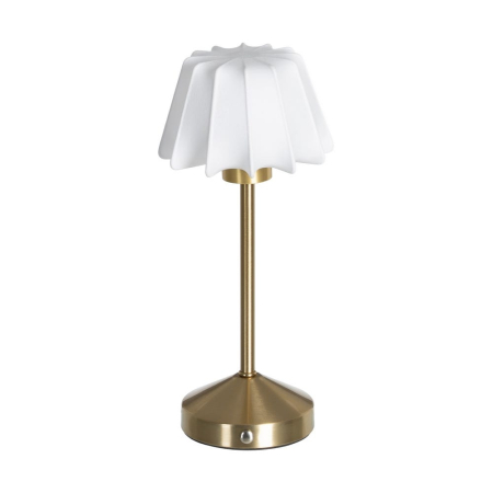 Veioze, Lampi de Birou - Lampă LED cu abajur floral din material textil alb