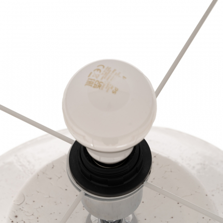 Lampa mare teracota alba cu abajur din in|Lampi voluminoase pentru decor rafinat [4]