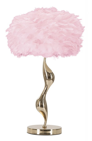 Lampa de masa roz | Veioza cu pene glamour CreativDeco