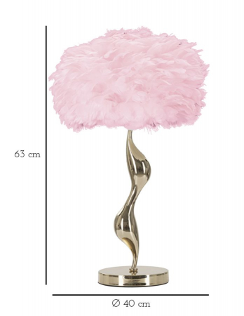 Lampa de masa roz | Veioza cu pene glamour CreativDeco [6]