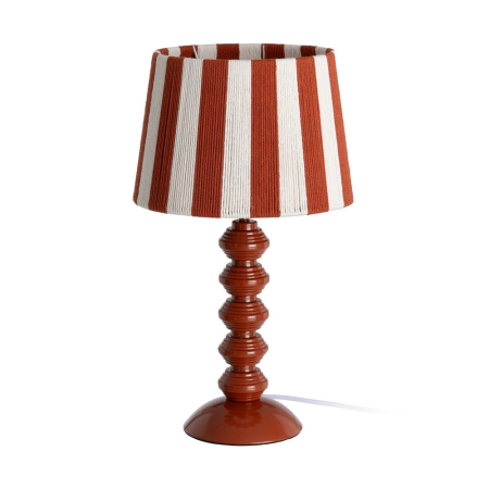 Veioze, Lampi de Birou - Lampă de masă terracotta cu abajur în dungi